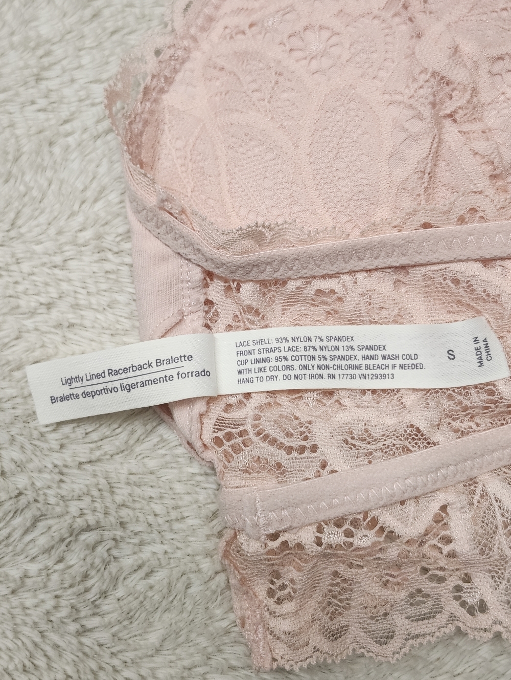 • Auden Size Small S Lightly Lined Lace Racerback Bralette Bra Light Pink - Picture 8 of 8
